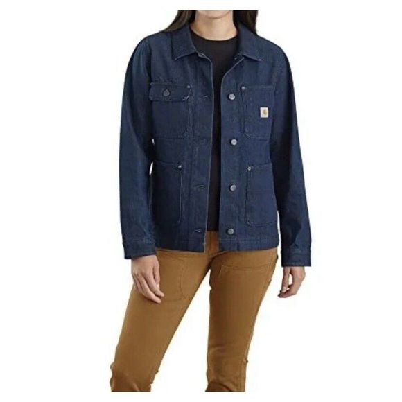 Carhartt Women's Chore Coat Rugged Flex Relaxed Fit Denim Jacket 2XL 105449 NWT - Picture 2 of 9